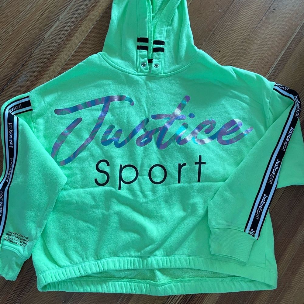 Justice Neon Green Hoodie with Black Accents